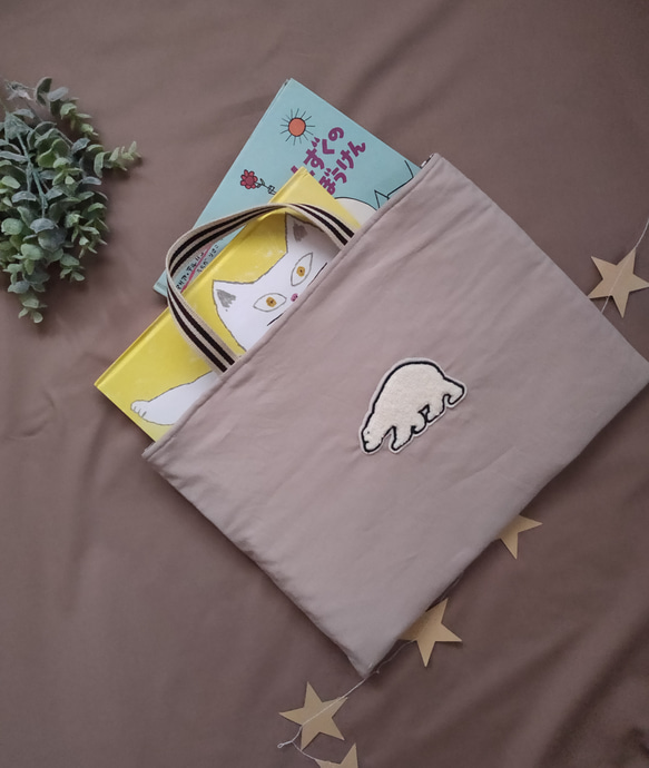 レッスンバッグ　くま×ギンガムチェックキルティング（ブラック） 2枚目の画像