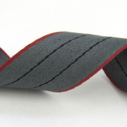 ストライプリボン（Red edge & Gray /グレー） 25mm ×1ｍ 3枚目の画像
