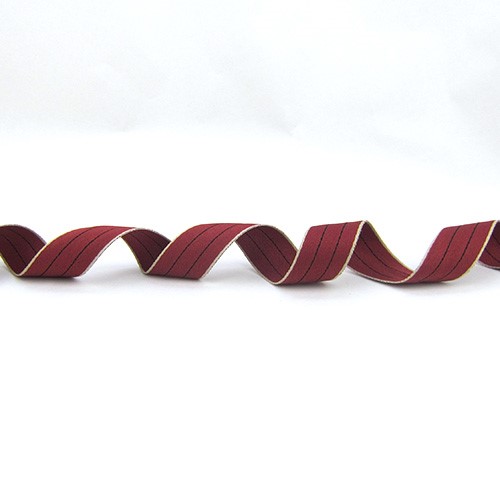 ストライプリボン（White edge & Burgundy /バーガンディ） 25mm ×1m 