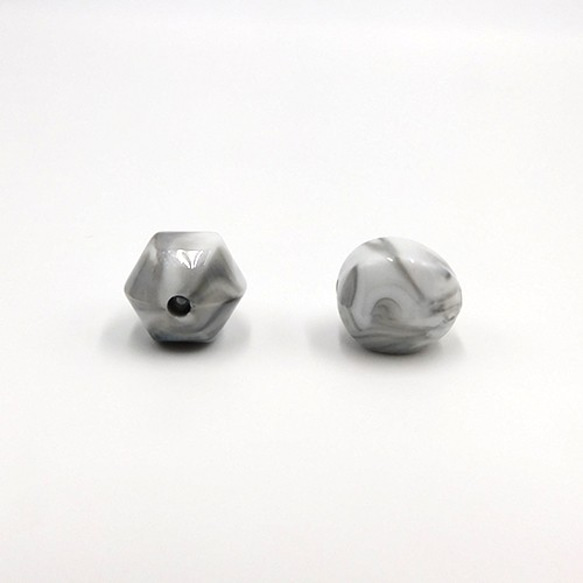 マーブルラウンドビーズ（Gray Marble）8個セット 3枚目の画像