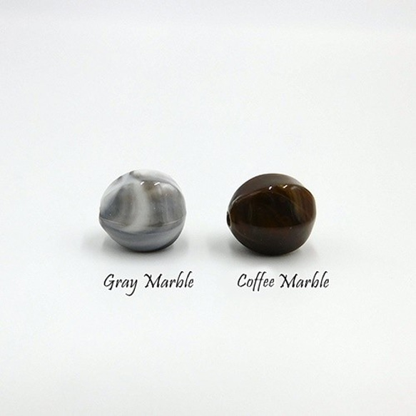 マーブルラウンドビーズ（Gray Marble）8個セット 5枚目の画像