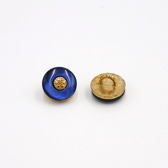 メタルミニシャンクボタン　10mm【Flower core /Blue】4個 4枚目の画像