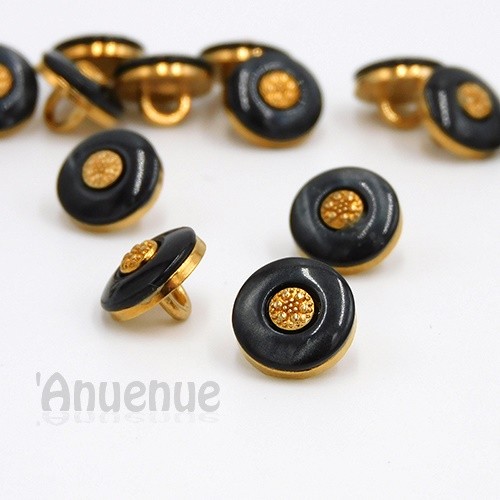 メタルミニシャンクボタン 10mm【Flower core /Black】4個 ボタン