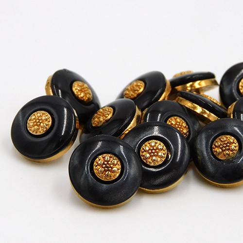 メタルミニシャンクボタン 10mm【Flower core /Black】4個 ボタン