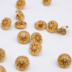 メタルミニシャンクボタン 10mm【Openwork / gold flower 】5個 2枚目の画像