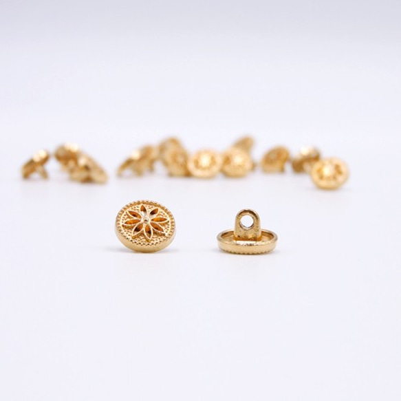 メタルミニシャンクボタン 10mm【Openwork / gold flower 】5個 3枚目の画像