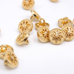 メタルミニシャンクボタン 10mm【Openwork / gold flower 】5個 4枚目の画像