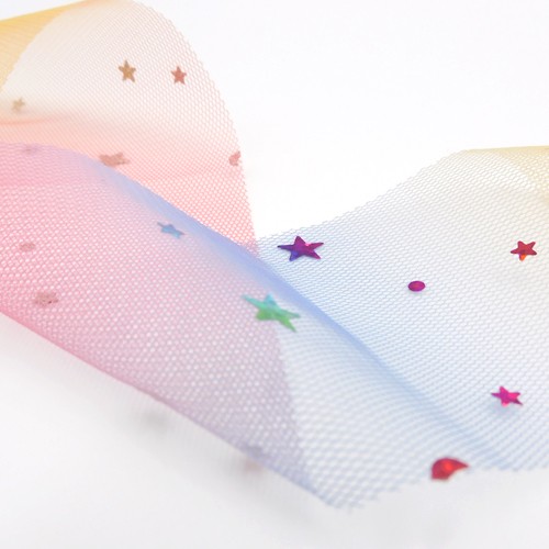 グラデーションチュールリボン【 STAR / Vivid 】60mm×2m リボン