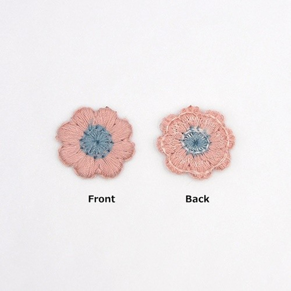 お花の刺繍パーツ18mm 【Smoky Pink / スモーキーピンク】5個 3枚目の画像