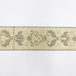 クラッシックフローラル刺繍ジャガードリボン Gold x Beige (ゴールドｘベージュ）　60mm×50cm 5枚目の画像