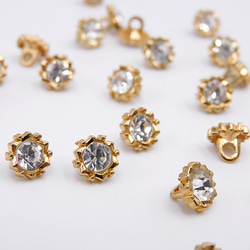 メタルミニシャンクボタン ８mm【Rising Sun / CZ＆gold 】5個 2枚目の画像