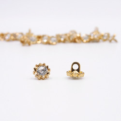 メタルミニシャンクボタン ８mm【Rising Sun / CZ＆gold 】5個 3枚目の画像