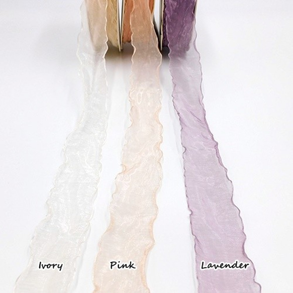 オーガンジーフリルリボン（Glossy / Lavender ）30mm×2ｍ 6枚目の画像