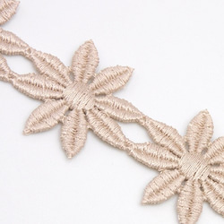 フラワー刺繡レース（ Beige Flowers）25mm×50cm 4枚目の画像