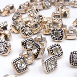 ミニシャンクボタン 10mm【 Square retro rhinestone / Black 】10個 2枚目の画像