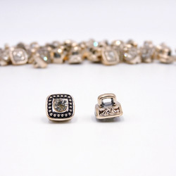 ミニシャンクボタン 10mm【 Square retro rhinestone / Black 】10個 3枚目の画像