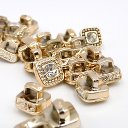 ミニシャンクボタン 10mm【 Square retro rhinestone / Gold 】10個 2枚目の画像