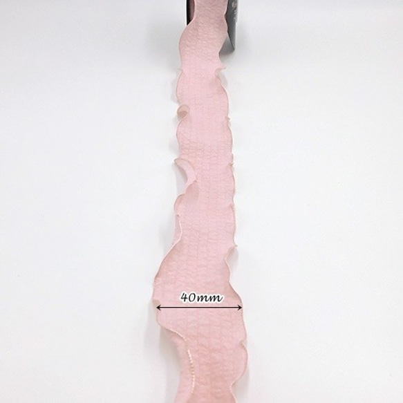 リンクルフリルリボン（Pink / ピンク） 40mm ×1ｍ 4枚目の画像