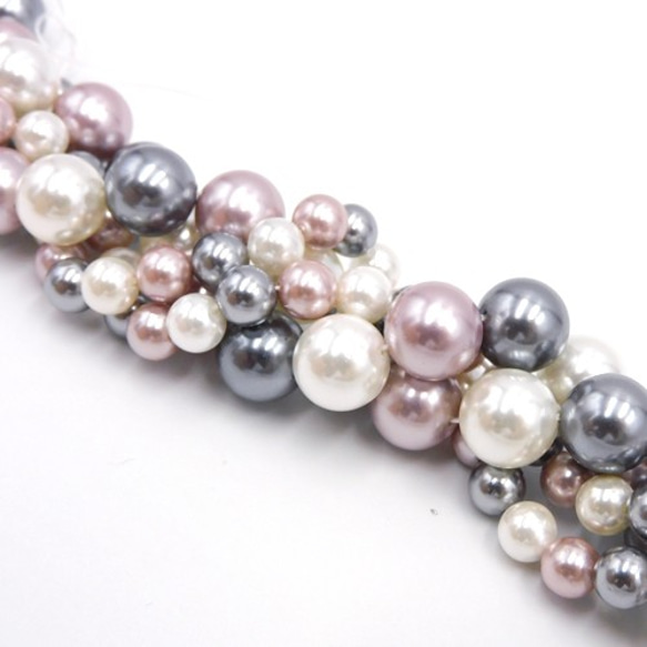 Natural Shell Pearl Beads / ラウンドパールビーズ【 3color mix / 6mm】12個 4枚目の画像