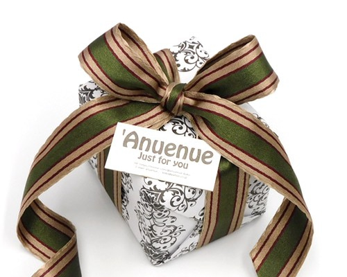 WAVE エッジ サテン ストライプリボン（Bronze & Green） 25mm ×1m