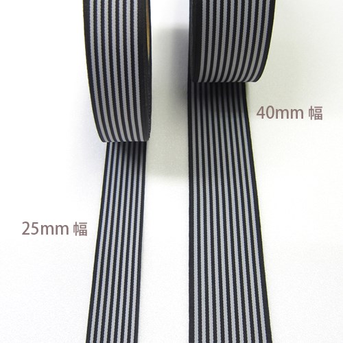 グログランストライプリボン（黒×白）40mm×2m リボン・テープ 'Anuenue