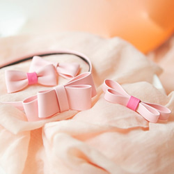 (色味変更）レザー風パステルカラーリボン【 10mm 】Baby pink / ベビーピンク 5枚目の画像
