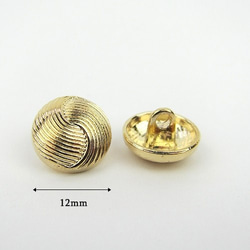 ゴールドラインデザインメタルボタン 12mm　4個 3枚目の画像