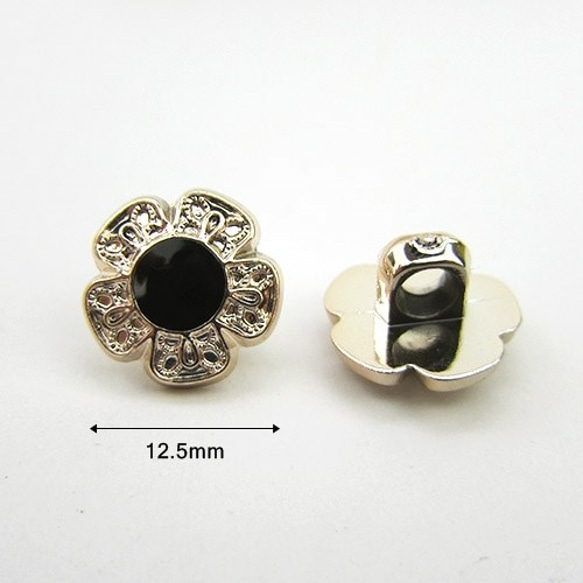 ミニシャンクボタン 12.5mm【GOLD FLOWER】 8個 3枚目の画像