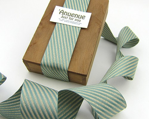 斜めストライプリボン【Mint green x gold /ミントグリーンxゴールド