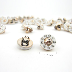 ミニシャンクボタン 11.5mm【Rhinestone / White】 6個 4枚目の画像