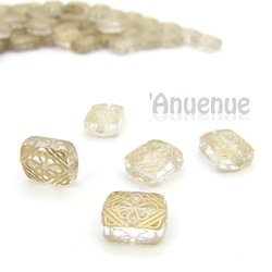 アンティークデザイン Clear Acrylic Beads 【Square flower】20個 1枚目の画像