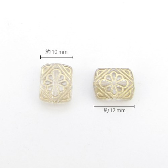 アンティークデザイン Clear Acrylic Beads 【Square flower】20個 4枚目の画像