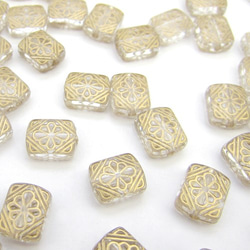 アンティークデザイン Clear Acrylic Beads 【Square flower】20個 5枚目の画像