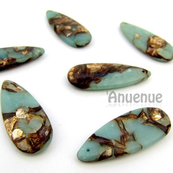 Gold Copper Stone & Regalite チャーム (大/Milky Green）50x20mm　１個 1枚目の画像