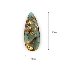 Gold Copper Stone & Regalite チャーム (小/Milky Green）35x15.5mm　１ 4枚目の画像