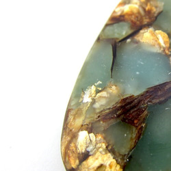 Gold Copper Stone & Regalite チャーム (小/Milky Green）35x15.5mm　１ 5枚目の画像