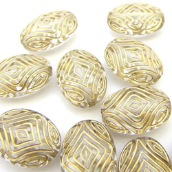 アンティークデザイン Clear Acrylic Beads 【Oval diamonds】10個 3枚目の画像