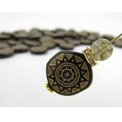 アンティークデザイン Black Acrylic Beads 【Gold SUN】10個 2枚目の画像