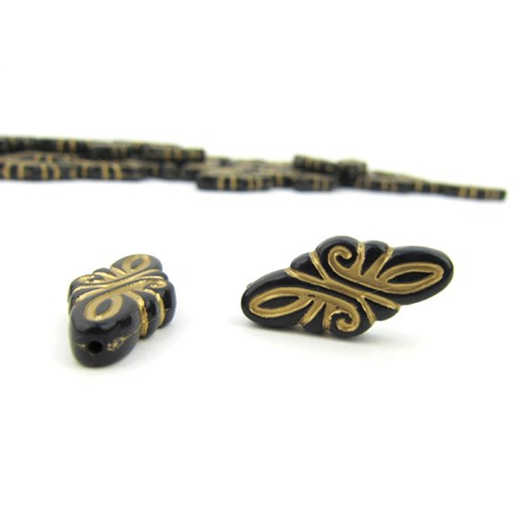 アンティークデザイン Black Acrylic Beads 【ひし形】15個 2枚目の画像