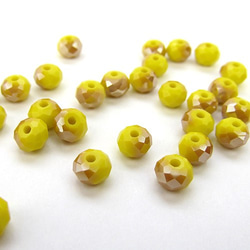 ロンデル クリスタルガラスビーズ 6mm 【Yellow x Beige】 30個 2枚目の画像