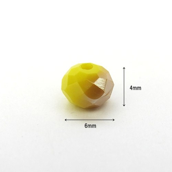 ロンデル クリスタルガラスビーズ 6mm 【Yellow x Beige】 30個 3枚目の画像