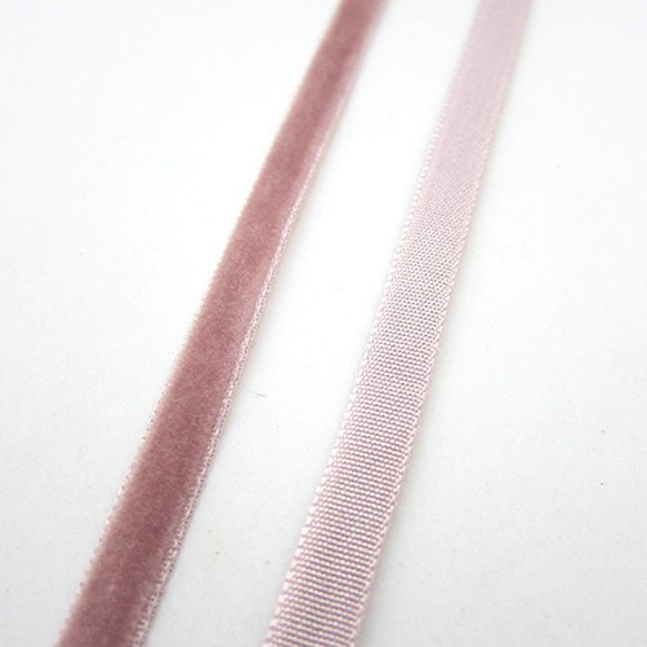 ベルベットリボン Light Smoky Pink（ライトスモーキーピンク）6mm×2m 4枚目の画像