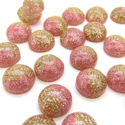 グリッター マーブル ラウンドカボション12mm【PINK×GOLD】10個 その他 