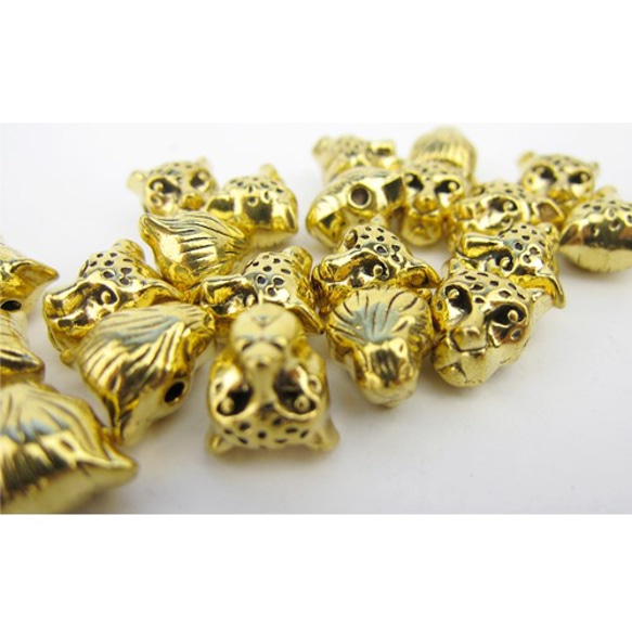 アニマルメタルビーズ 9mm×10mm【 Gold leopard 】5個 2枚目の画像