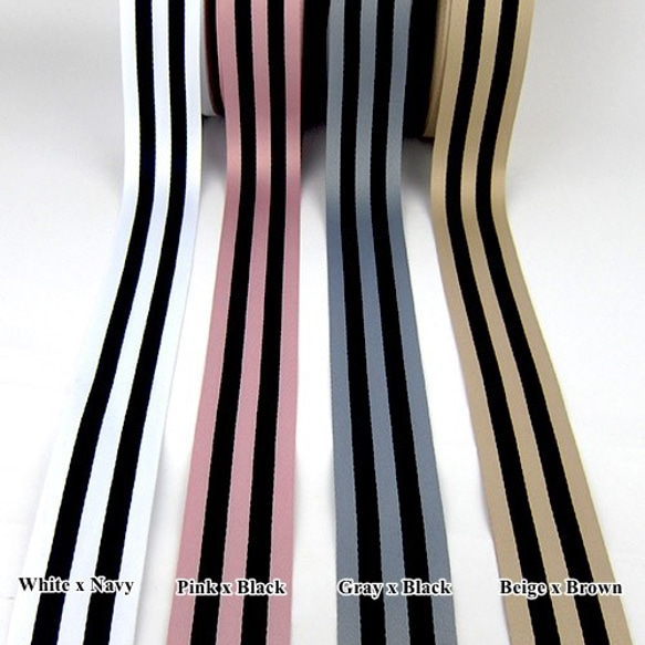 上質スムースタッチリボン（Stripe /Gray x Black）45mm×1m 5枚目の画像
