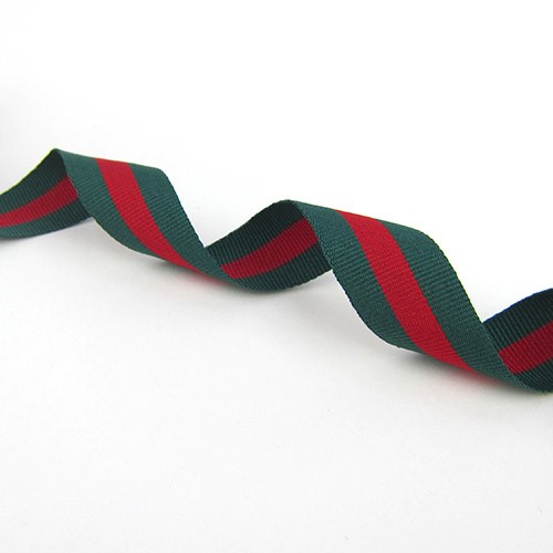 グログランストライプリボン（レッドxグリーン）20mm×2m リボン