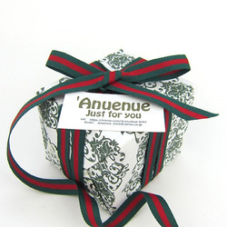 グログランストライプリボン（グリーン×レッド）10mm×3m 1枚目の画像