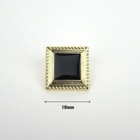 シャンクボタン　18mm【Antique square / Black】4個 3枚目の画像