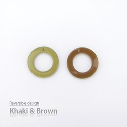 アセテート樹脂 リバーシブルラウンドフープ 25mm【 Khaki & Brown 】4個 4枚目の画像