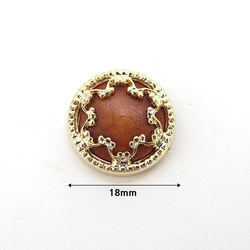 ナチュラルウッドカボション 18mm【Gold Flower Frame】4個 4枚目の画像